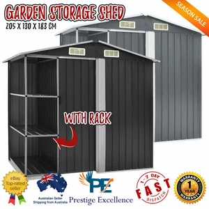 Garden Shed With 4 Vents Rack Outdoor Equipment Tool Storage House Sliding Door - Picture 1 of 17