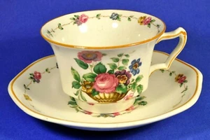Booth's Silicon China Ceylon Ivory Tea Cups & Saucers Set of 5 Antique England - Picture 1 of 6