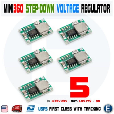 5pcs Mini360 Buck Converter Step Down Adjustable Power Supply Module DC-DC 1-17 - Image 1 of 4