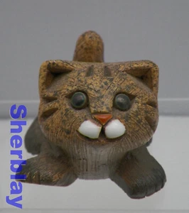 Artesania Rinconada Brown Tabby Kitten Cat Figurine Handmade in Uruguay - Picture 1 of 3