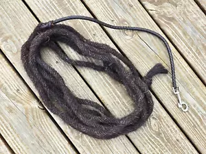 Excelente línea de estocada Western Show de 1/2" de pelo de melena negra de 6 hebras con cuero trenzado - Imagen 1 de 7