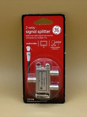 NEW GE 2-WAY SIGNAL TV SPLITTER Audio/Video 5-900 MHZ UPC 030878332187 - Image 1 of 2