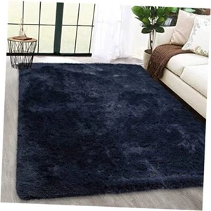 Fluffy Area Rug Faux Fur Rugs Non-Shedding Carpet for 2 x 6 Feet Pure Navy - Picture 1 of 8