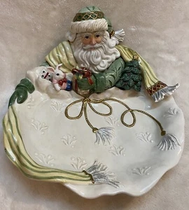 Fitz & Floyd Large Gregorian Santa Serving Bowl/Platter Christmas Cookies Dish - Picture 1 of 6