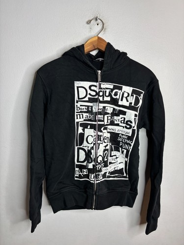 Felpa nera con cappuccio e zip DSQUARED2 ragazzo taglia 14Y 3742