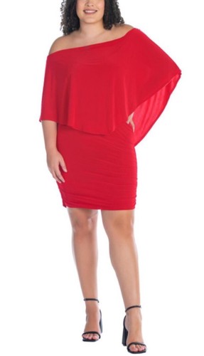 VALENTINO Abito da festa 24 seven Comfort Apparel donna bodycon spalle scoperte rosso taglia XL