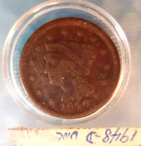 1846 Philadelphia Mint Kupfer geflochtenes Haar großer Cent - Bild 1 von 7