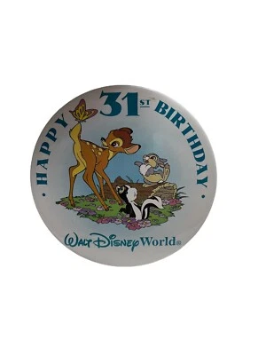 Walt Disney World Feliz 31 Cumpleaños Botón Flor, Bambi y Golpeador Pinback Foto 1 de 2