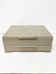 Vintage Oneida Silverware Flatware Box Gray w Green Felt 15X11X6 - Picture 1 of 10