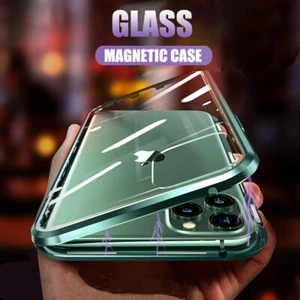 Case For iPhone 15 14 Pro Max 13 11 12 XS XR 8 Magnetic Double Sided Glass Cover - Picture 1 of 14