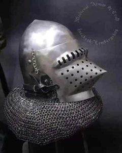 Mittelalter Bayrisch Bascinet Bascinet Hounskull Visier 16 Gauage Stahlhelm - Bild 1 von 4