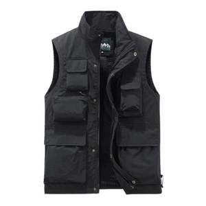 Mens Vest Waistcoat Utility Multi-Pocket Fishing Vest Sports Workwear Fisherman - Picture 1 of 24