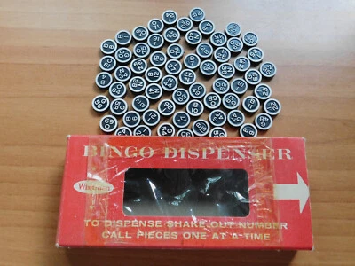 Números de llamada vintage de plástico negro Whitman ~ CAJA ORIGINAL Y 71 MARCADORES Foto 1 de 2