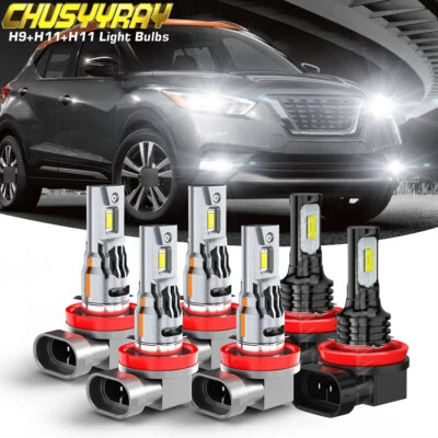 For Nissan Kicks 2018-2021 - 6x LED Headlight High Low Beam Fog Light Bulbs Kit - Image 1 of 4