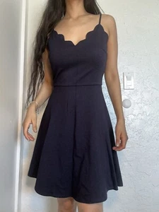 New Without Tag Soprano mini Dress Navy Blue With Tulip Neckline Short Sz Small - Picture 1 of 5