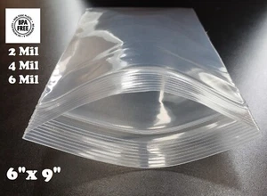 6" x 9" Druckverschlussbeutel 2 Mil 4 Mil 6 Mil dick wiederverschließbar Top Lock Kunststoff Reißverschlussbeutel - Bild 1 von 1