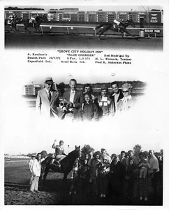 Fotografía 8x10 Beulah Park pista de carreras de caballos Columbus Ohio 1972 cargador azul 36 - Imagen 1 de 4