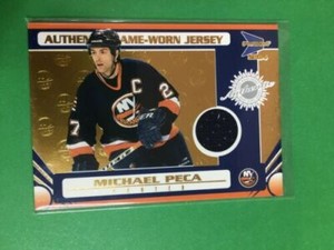 2003-04 Pacific Prism Game-Worn Jersey 0398/1185 Michael Peca #128 Gold