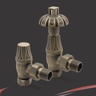 Angled Thermostatic Raditor Towel Rail Valves Traditional Antique Brass (Pair)