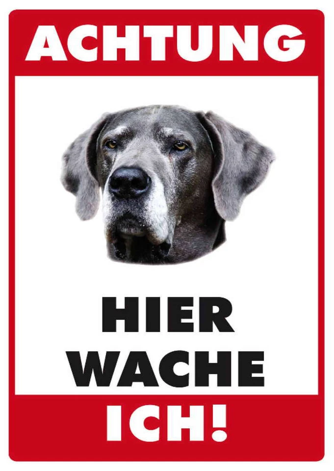 Blechpostkarte Hier wache ich - Dogge, 11 x 15 cm - Bild 1 von 1