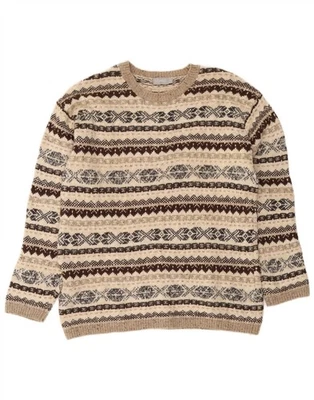 ESPRIT Mens Crew Neck Jumper Sweater Small Beige Fair Isle Wool CQ07 - Image 1 of 3