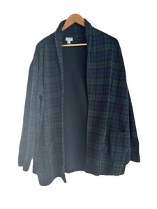 J. Crew Factory Plaid Open Cotton Cardigan Sweater Academia Fisherman Sz XL - Picture 1 of 6