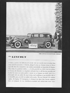 LINCOLN MOTOR CARS 1934 V-12 7 PERSONEN LIMOUSINE AD - Bild 1 von 1