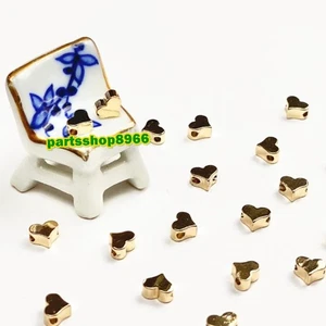 20Pcs Pure Solid 14K Yellow Gold Lucky Loose Beads For Bracelet Heart - Picture 1 of 1