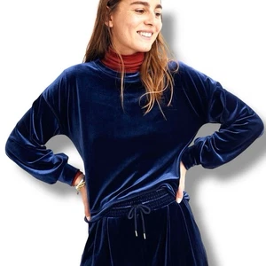 Madewell Gr. M dunkelblau Samt Ballonärmel Pullover Sweatshirt - Bild 1 von 6