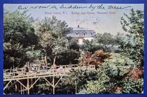 Block Island RI.  Bridge and Annex, Manisses Hotel - 1907 Postcard - Picture 1 of 2