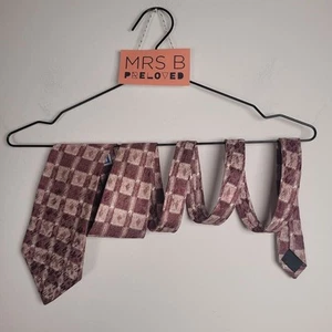 Vintage YSL Yves Saint Laurent Seidenkrawatte Burgund Karo Grafik Made in Italy - Bild 1 von 6
