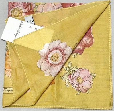 Salvatore Ferragamo Algodón Jefe Amarillo Floral sin usar con etiqueta *Sin estuche Foto 1 de 4