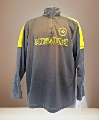 Missouri Tigers Mizzou NCAA Men’s Medium 1/4 Zip Pullover Columbia Black Yellow - Image 1 of 4