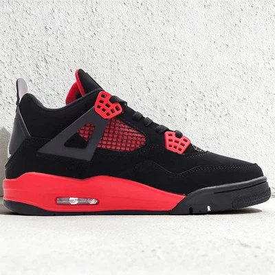 JORDN Unisex AJ4-Turnschuhe Retro Military JOR.DANIEN Freizeit-Sportschuhe Schwarz/Rot