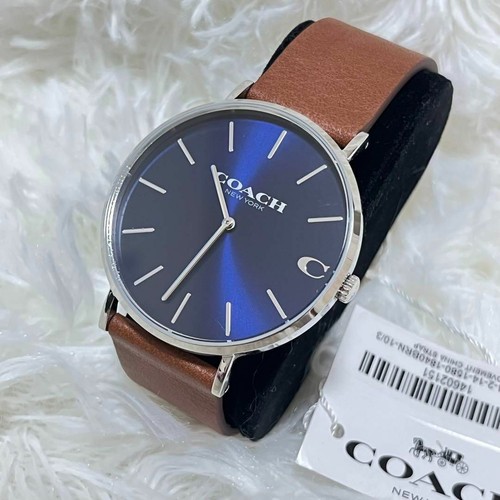 Orologio da polso uomo Coach Charles 14602151 marrone navy 41 mm analogico NUOVO