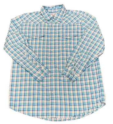 Magellan Fishing Shirt Men Sz M Long Sleeve Plaid Blue Pearl Button Down Vented - Image 1 of 4