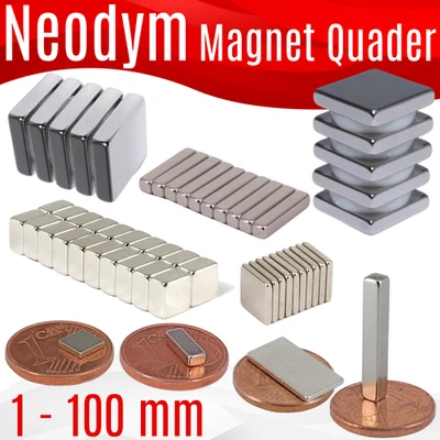 Neodym Magnet Quader Quadermagnet Magnete Mini bis Groß Stark Supermagnet N52 - Bild 1 von 3