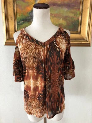 De colección Y2K Bebe Malla Hombro Frío Detalles Top Estampado Talla XS Foto 1 de 4