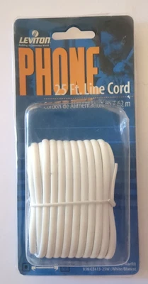 25-Ft Flat Wire Phone Line Cord with Modular Plugs - White (C2413-25W) - Leviton - Image 1 of 4