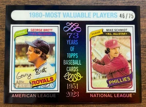 2025 Topps Heritage George Brett Mike Schmidt 1980 MVP Black Refractor /75 - Bild 1 von 2