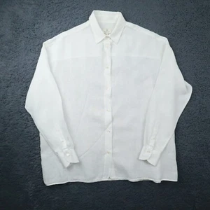 Gant Women Shirt Long Sleeve White Linen Solid Casual Size 14 - Picture 1 of 7