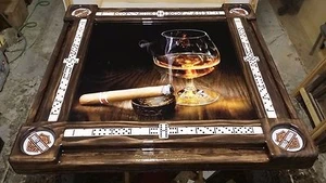 Wine and Cigar Domino Table by Domino Tables by Art & your choice of cupholders - Picture 1 of 7