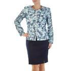 John Meyer 10 Zipper Front Lace Floral Jacket Navy Skirt Suit Nwt $260
