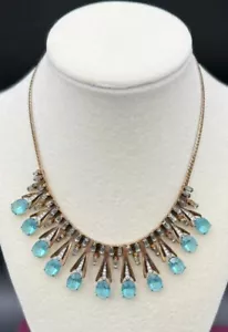 Egyptian Revival Bib Necklace Simulated Blue Stone 1/20 12K GF 1 Ozt SS704 - Bild 1 von 12