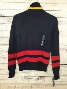 Polo Ralph Lauren Sweater Womens XS Blue Turtle Neck Striped Ribbed Preppy NWT - Picture 1 of 10