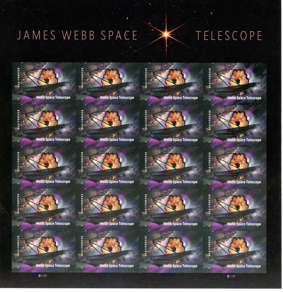 Full sheet of 20, NDC, PO Fresh, James Webb Space Telescope - Image 1 of 1