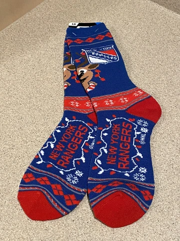 New York Rangers NHL Holiday Socks Size Large (Men's 10-13) - NWT Cover