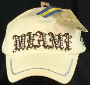 NUEVO CON ETIQUETAS $59.99 Lucky 777 Miami pedrería correa gorra sombrero color caqui camionero sombrero - Imagen 1 de 8