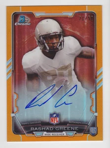 RASHAD GREENE 2015 Bowman Cromo Arancione Rifrattore Rookie Auto #D 21/50 FSU RC - Foto 1 di 1