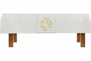 Catholic Church Supply Plain Avignon IHS Frontal and Overlay Cloth, White - Picture 1 of 3